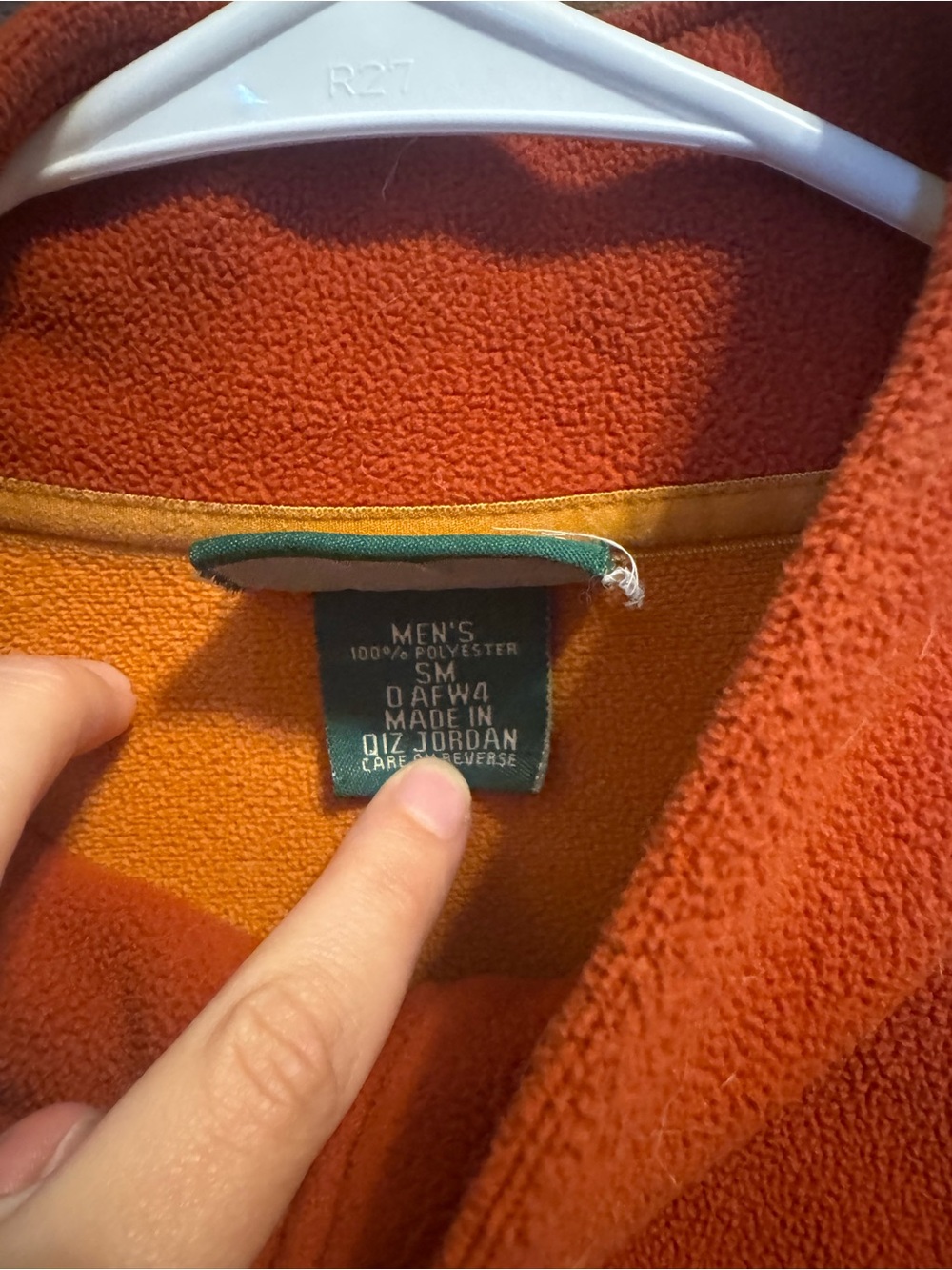 L.L. Bean Men's Rust Orange Lightweight Fleece Jacket - Picture 3 of 4